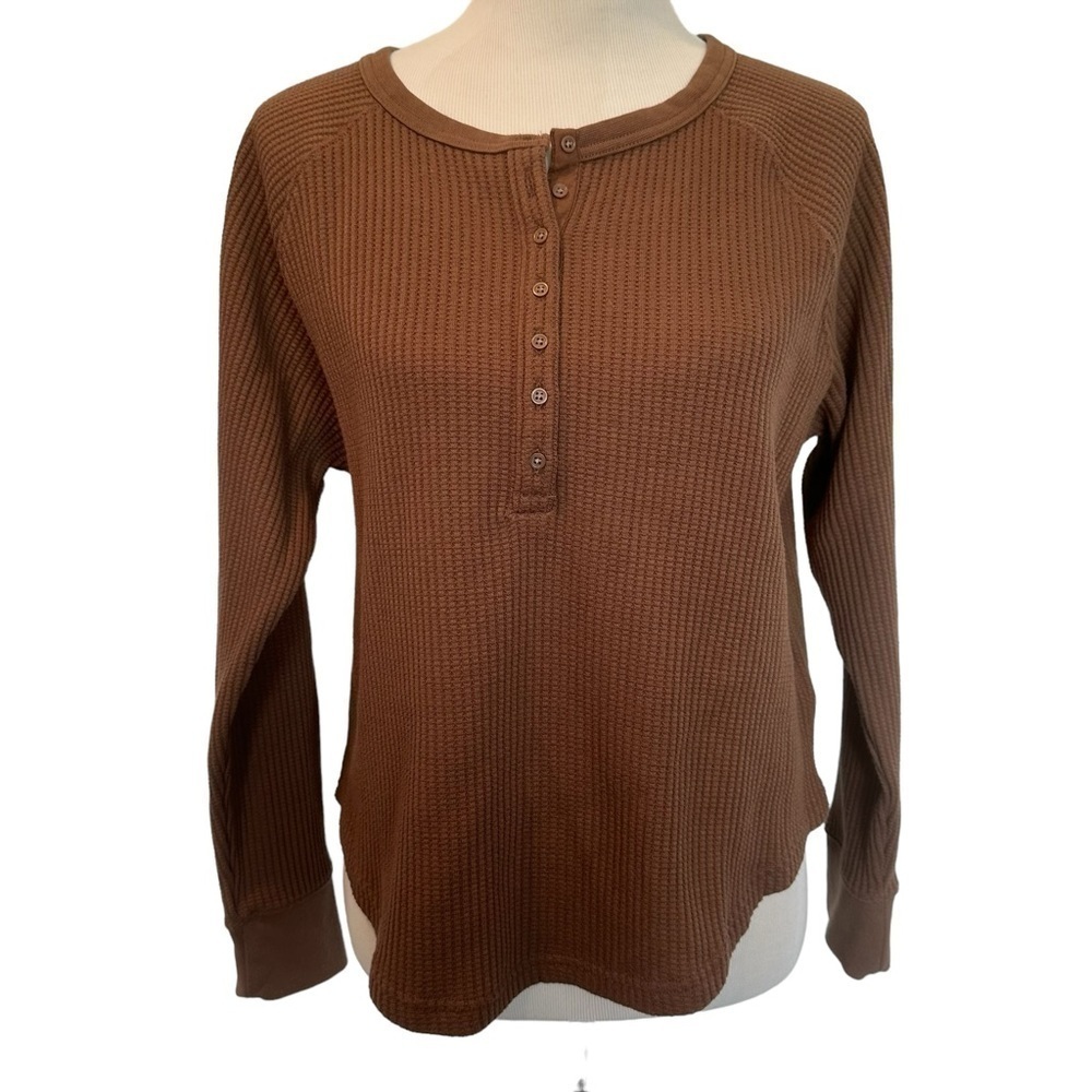 Gap Waffle Raglan Henley T-Shirt - Picture 2 of 15